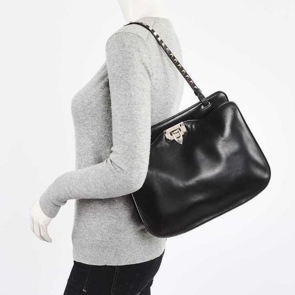 VALENTINO GARAVANI Vitello Rockstud Shoulder Satchel Red Nappa Leather Bag - Picture 12 of 16